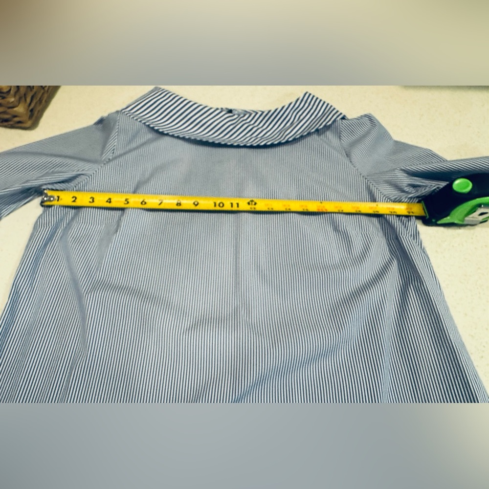 Talbots Blue and White Striped Top with Wide Collar - Picture 5 of 7